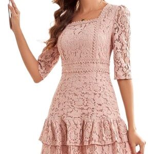 NWOT Elegant Pink Lace Dress
